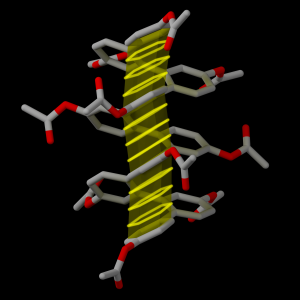 ortho-Phenylene with stacking interactions highlighted by a glowing effect.
